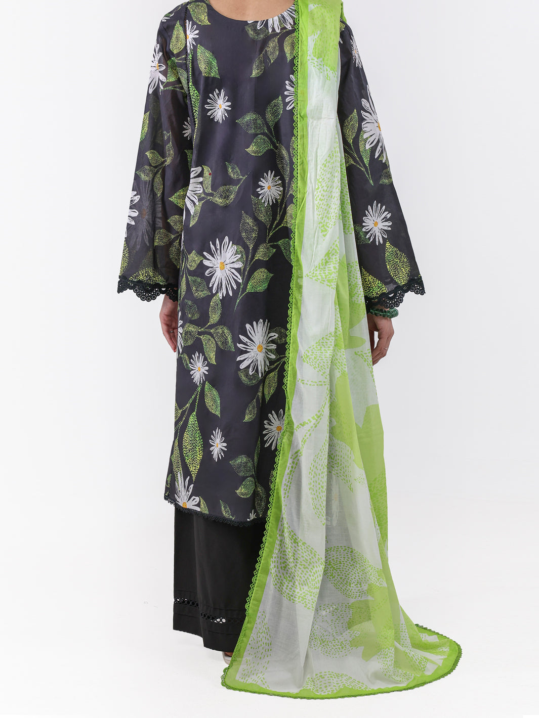 Lawn Black Unstitched Suit - Almirah