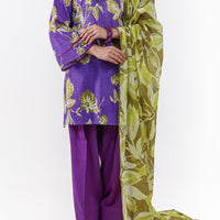 Lawn Purple Unstitched Suit - Almirah