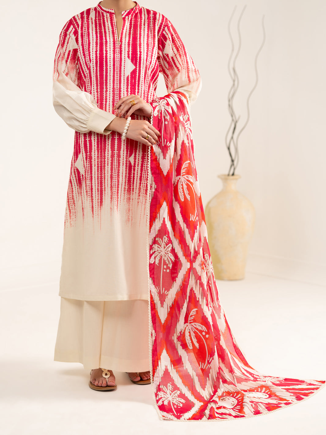 Lawn Pink Unstitched Suit - Almirah