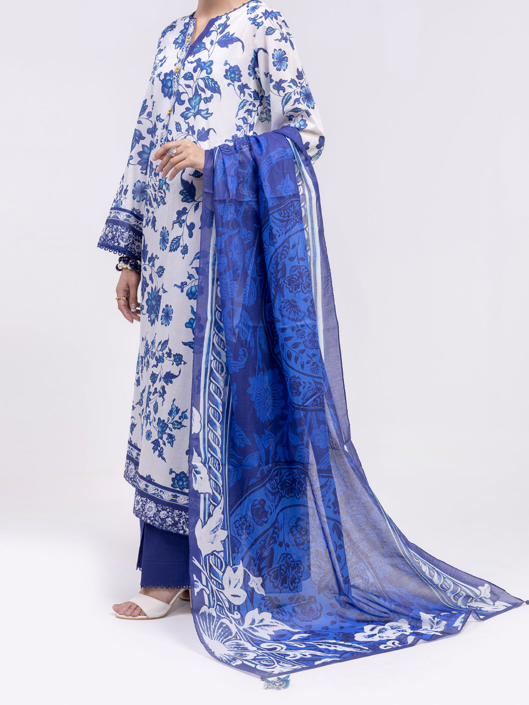 Lawn Blue Unstitched Suit - Almirah