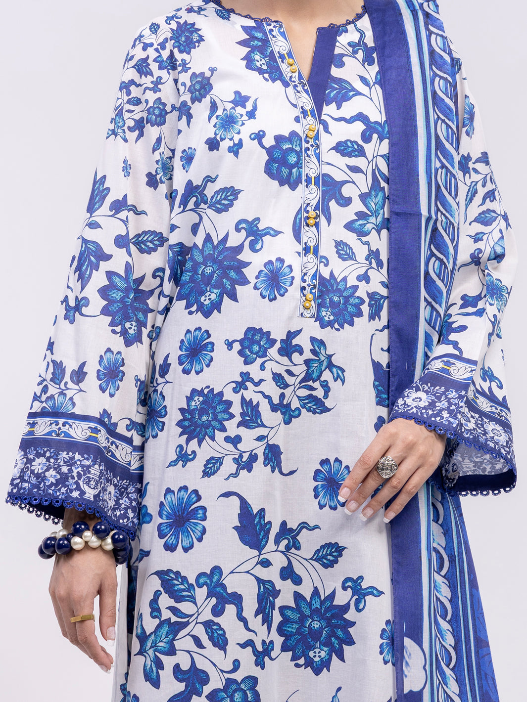 Lawn Blue Unstitched Suit - Almirah