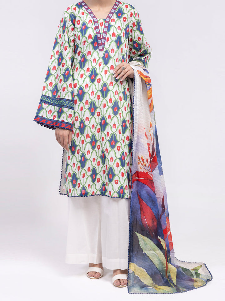 Lawn Blue Unstitched Suit - Almirah