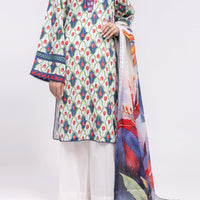 Lawn Blue Unstitched Suit - Almirah