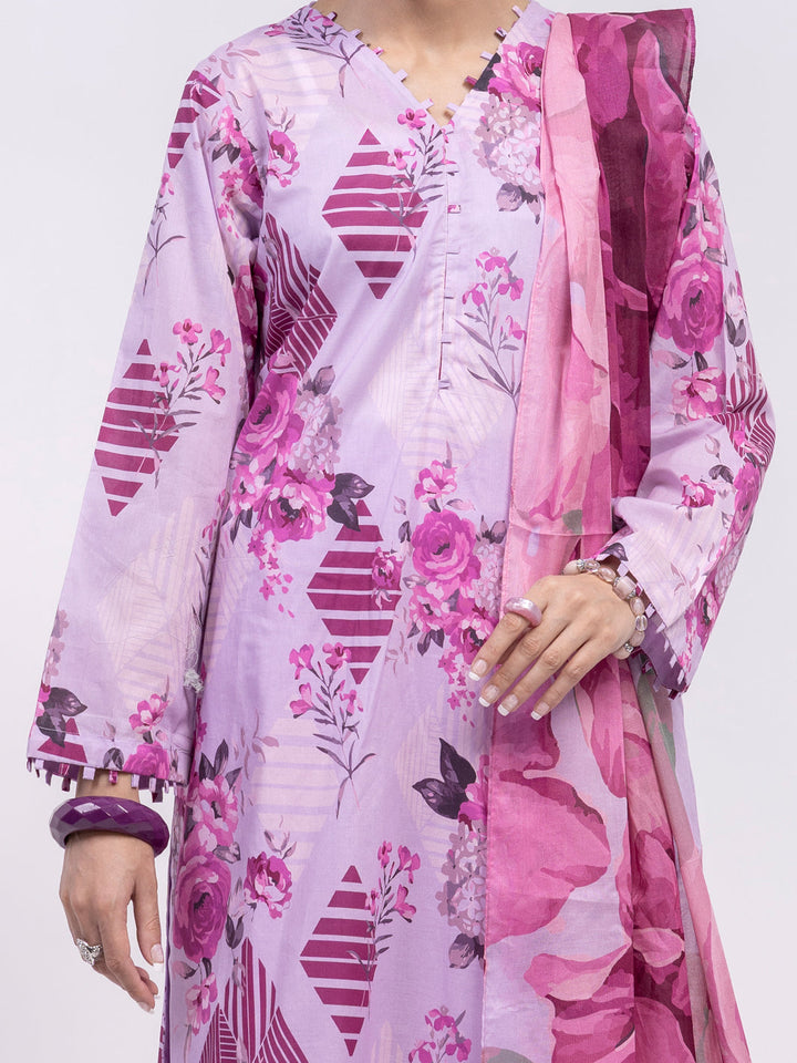 Lawn Purple Unstitched Suit - Almirah