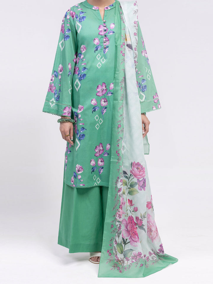 Lawn Green Unstitched Suit - Almirah