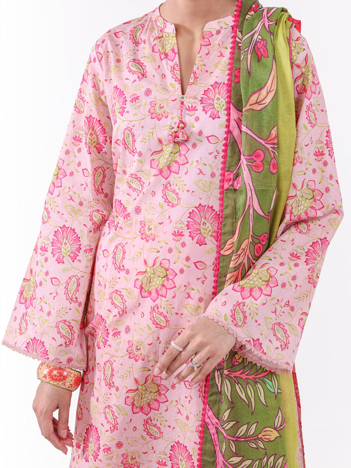 Lawn Pink Unstitched Suit - Almirah