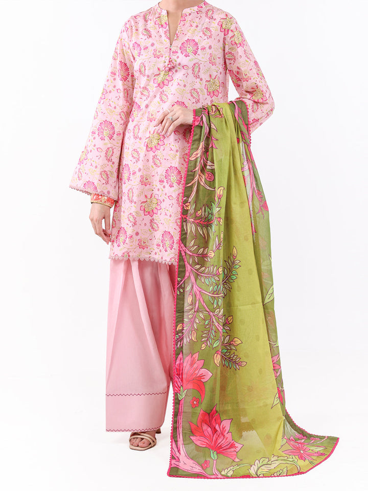Lawn Pink Unstitched Suit - Almirah