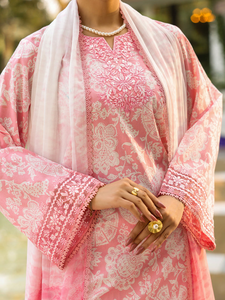 Lawn Pink Unstitched Suit - Almirah
