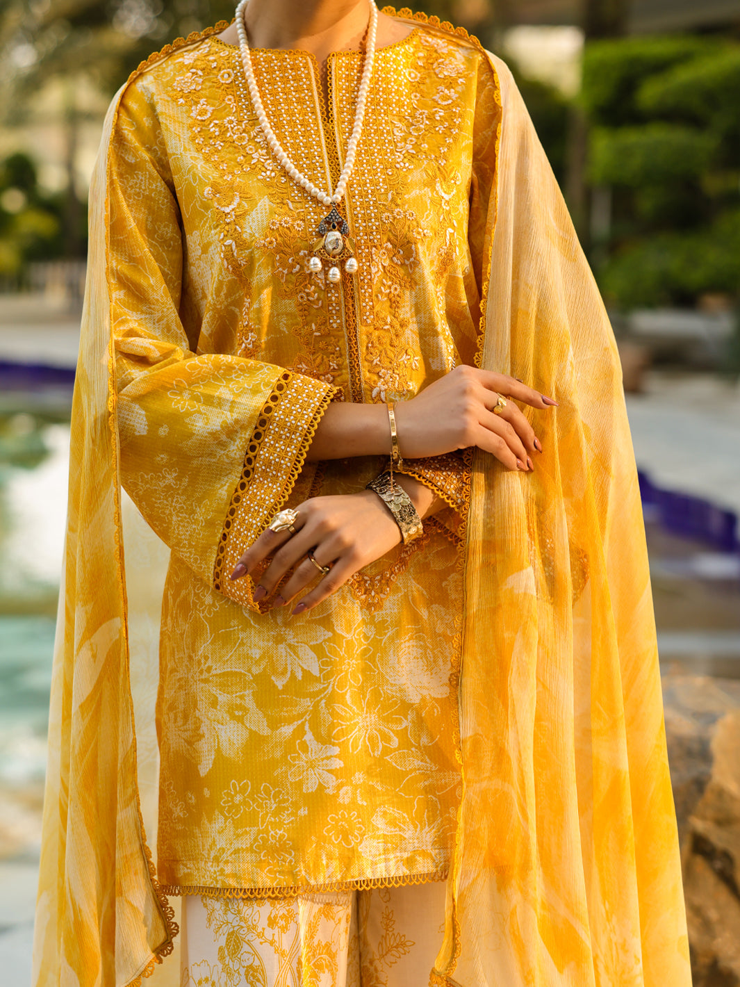 Lawn Yellow Unstitched Suit - Almirah
