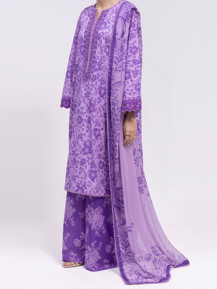 Lawn Purple Unstitched Suit - Almirah