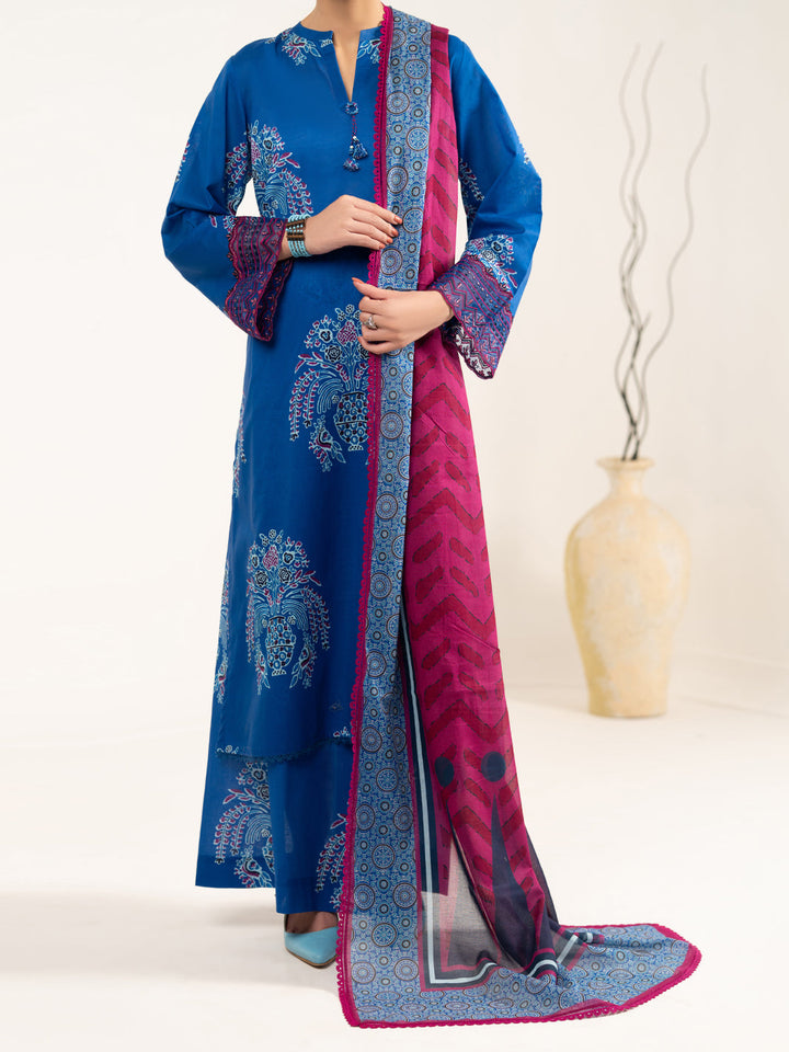 Lawn Blue Unstitched Suit - Almirah