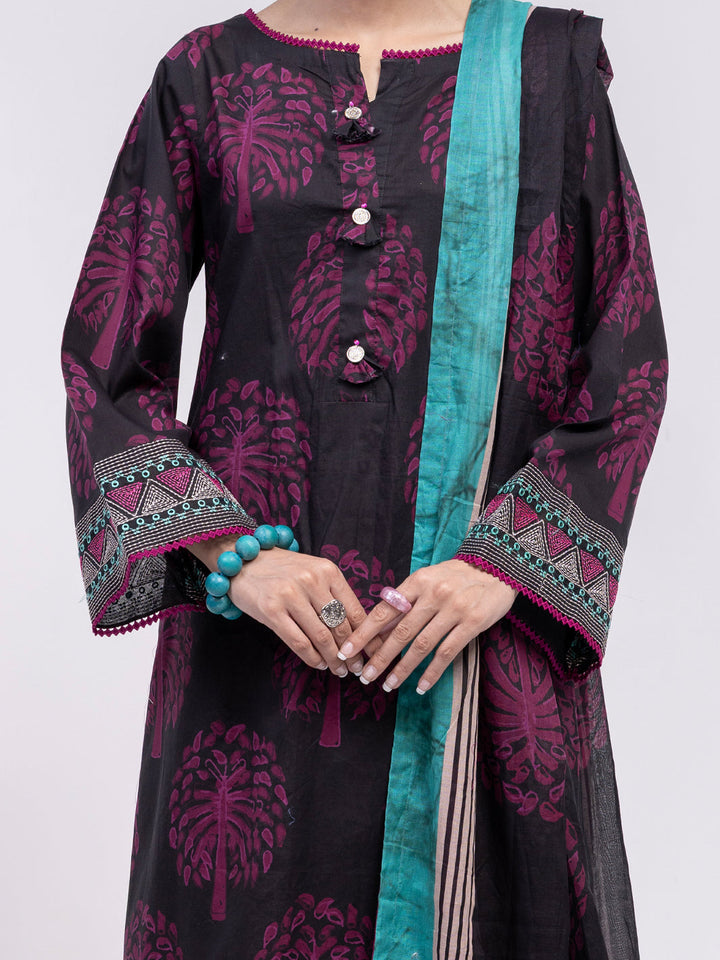 Lawn Fuchsia Unstitched Suit - Almirah