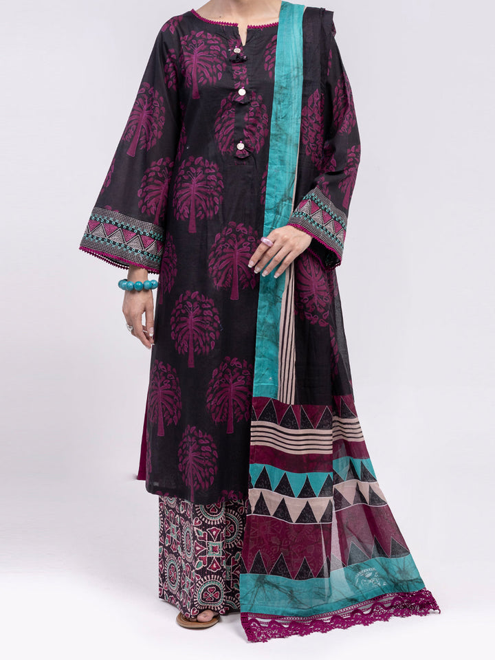 Lawn Fuchsia Unstitched Suit - Almirah