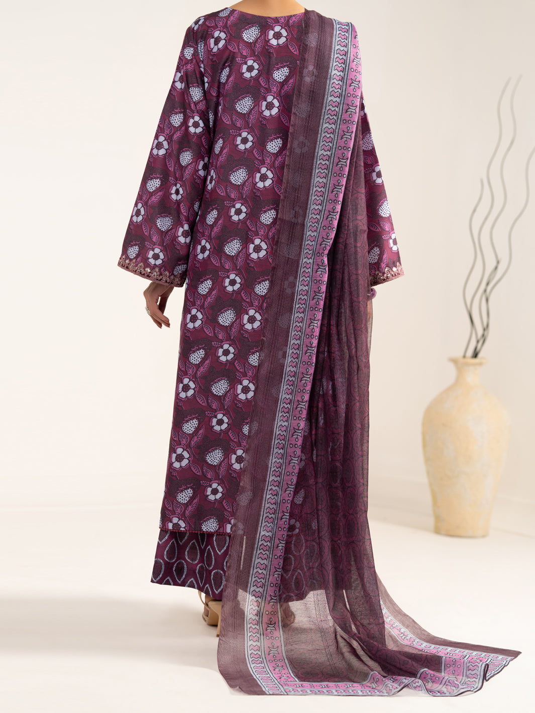 Raw Silk Maroon Unstitched Suit - Almirah