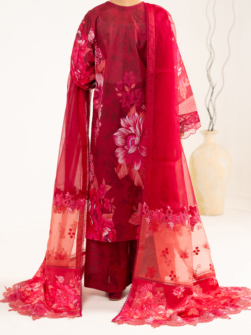 Lawn Maroon Unstitched Suit - Almirah