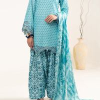 Raw Silk Aqua Blue Unstitched Suit - Almirah