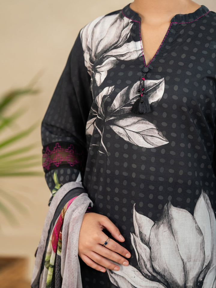 Lawn Black Stitched Suit - Almirah