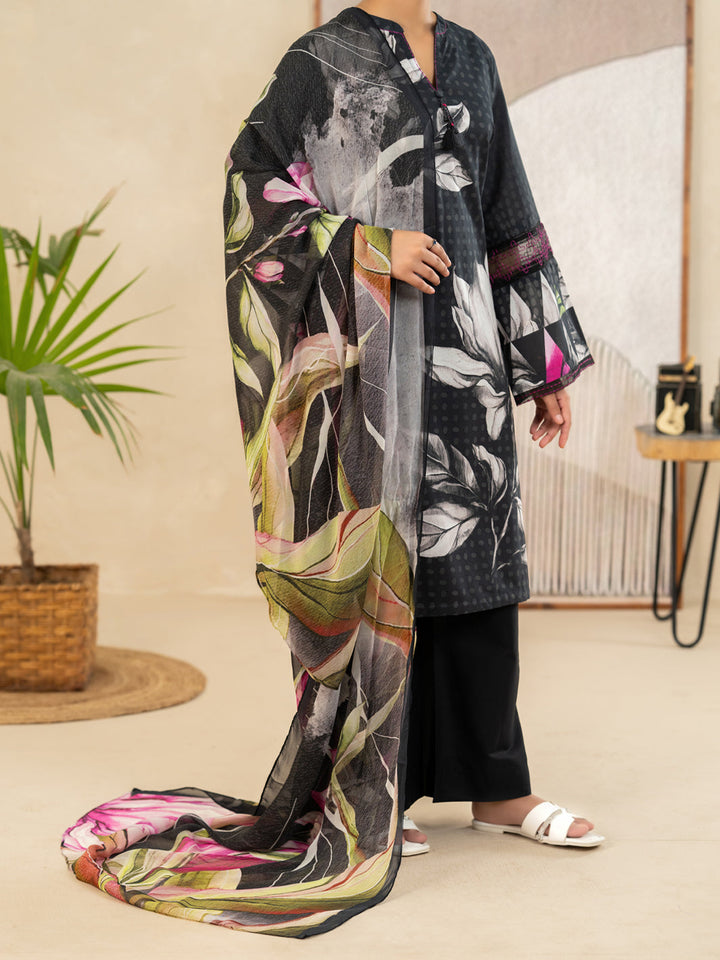 Lawn Black Stitched Suit - Almirah