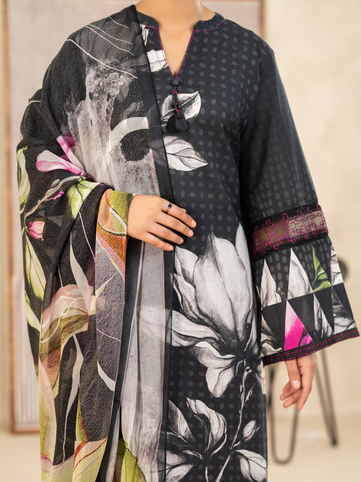 Lawn Black Stitched Suit - Almirah