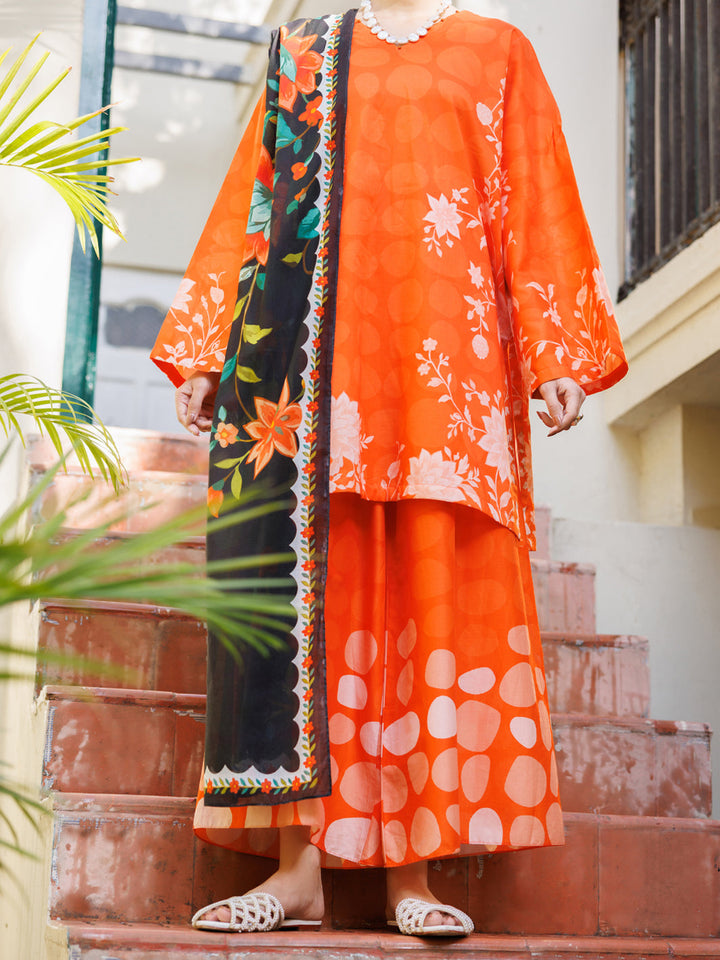Lawn Orange Stitched Suit - Almirah