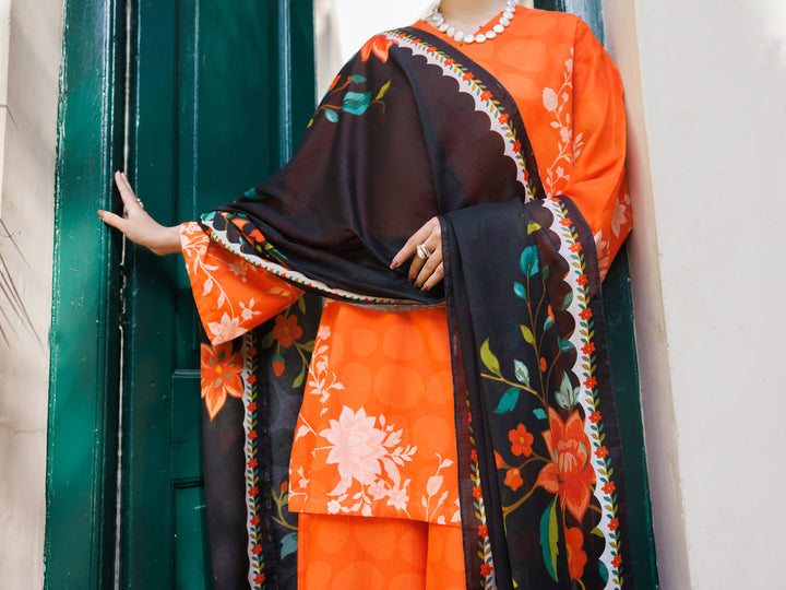 Lawn Orange Stitched Suit - Almirah