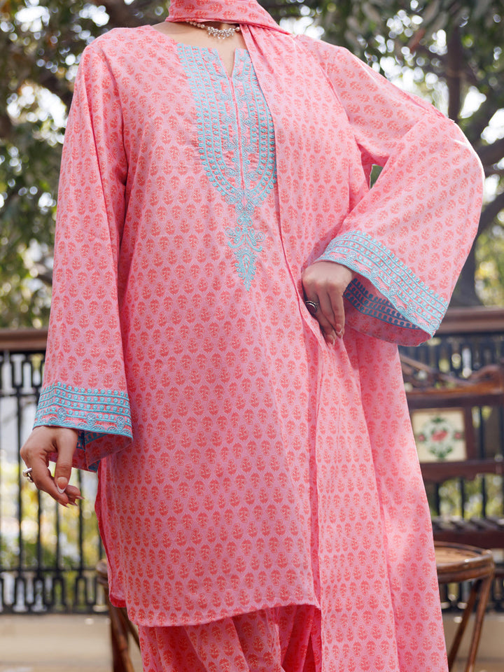 Lawn Pink Stitched Suit - Almirah
