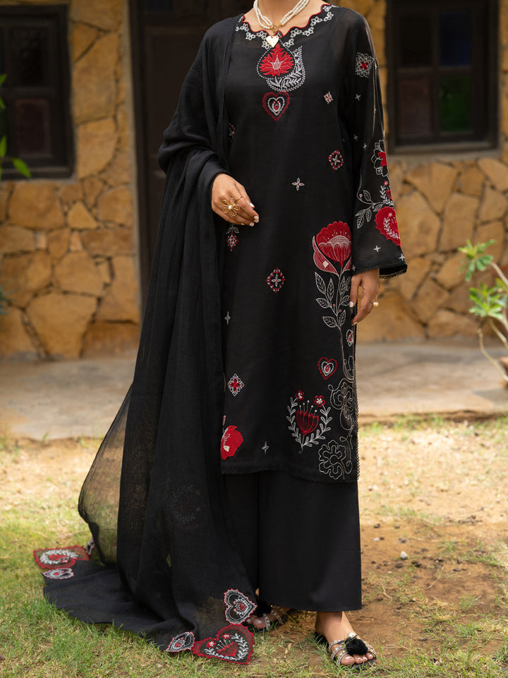 Cotton Black Stitched Suit - Almirah
