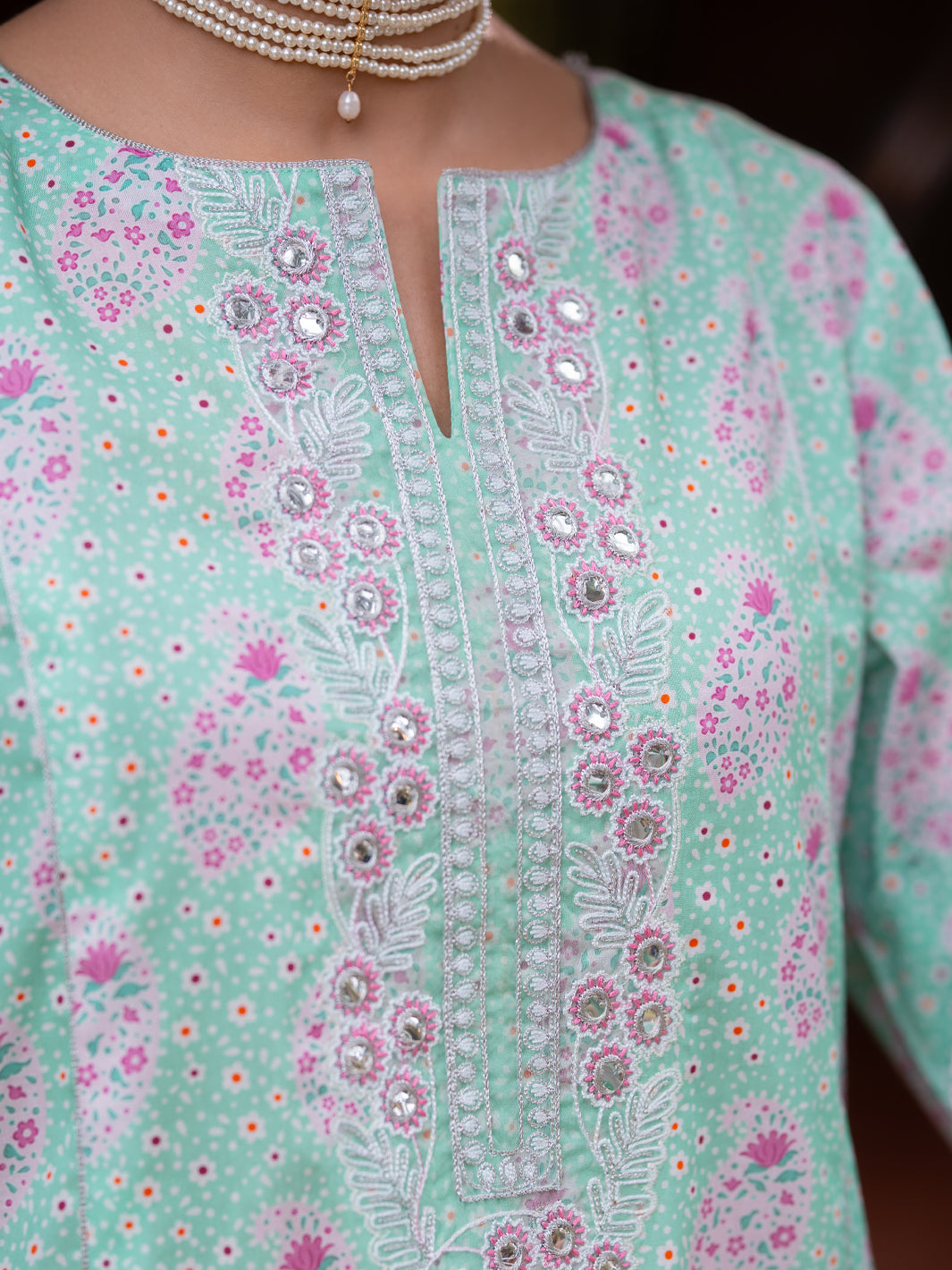 Cotton Light Green Stitched Suit - Almirah