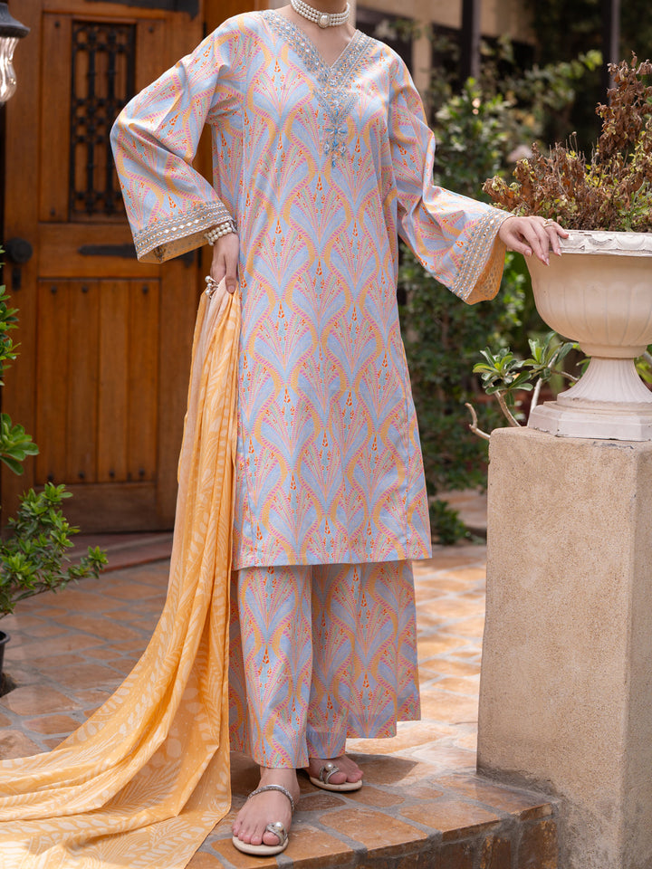Cotton Multicolor Stitched Suit - Almirah