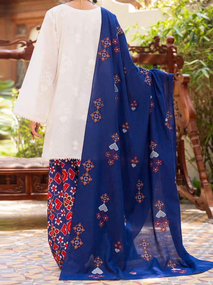 Cotton White Stitched Suit - Almirah