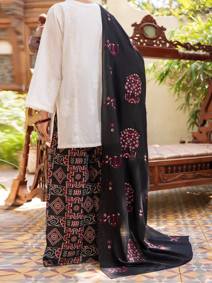 Cotton White Stitched Suit - Almirah
