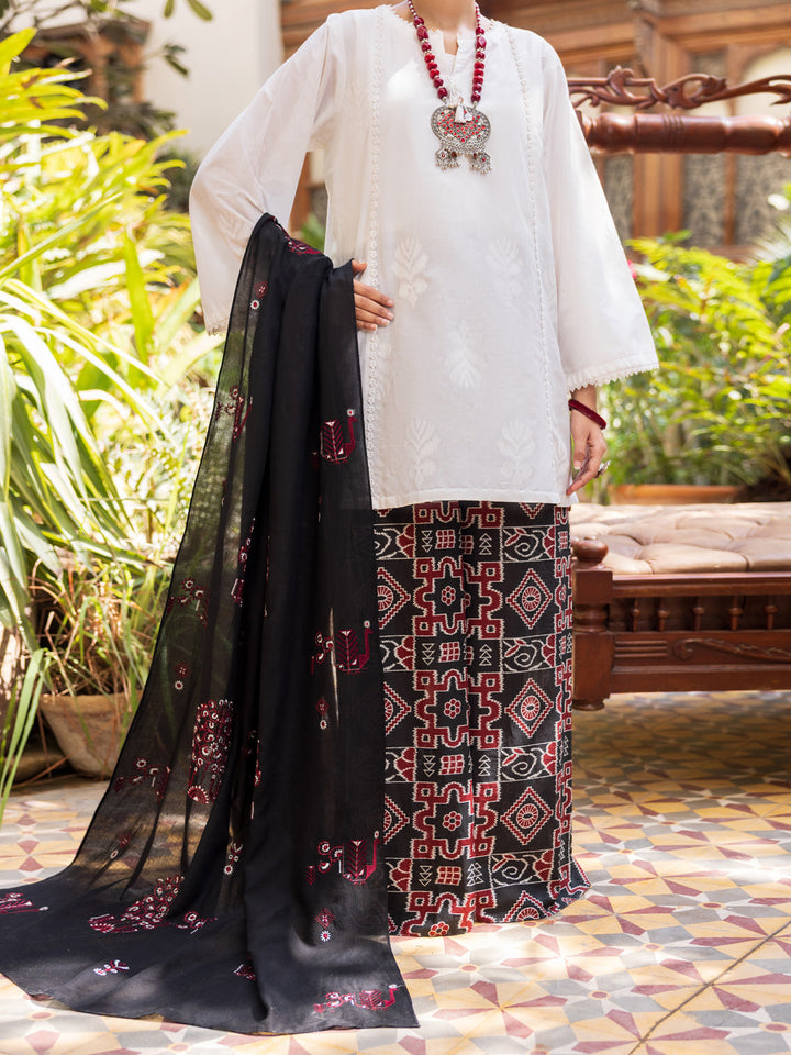 Cotton White Stitched Suit - Almirah