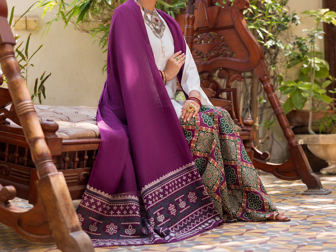 Cotton White Stitched Suit - Almirah