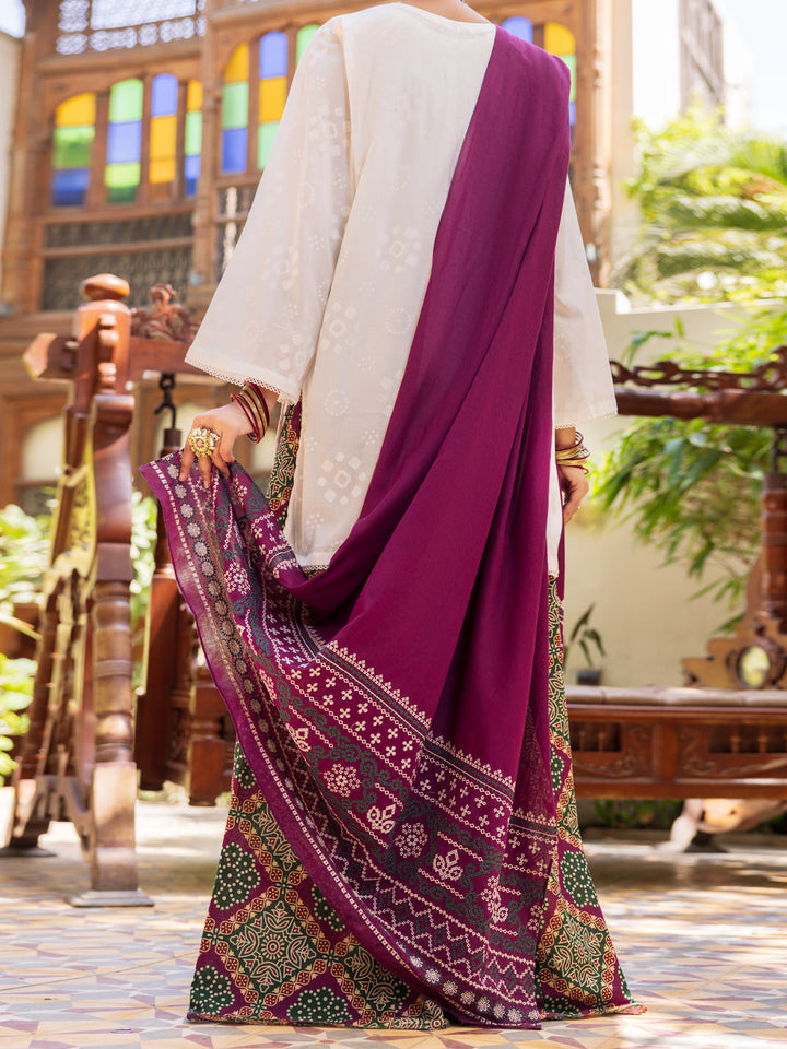 Cotton White Stitched Suit - Almirah