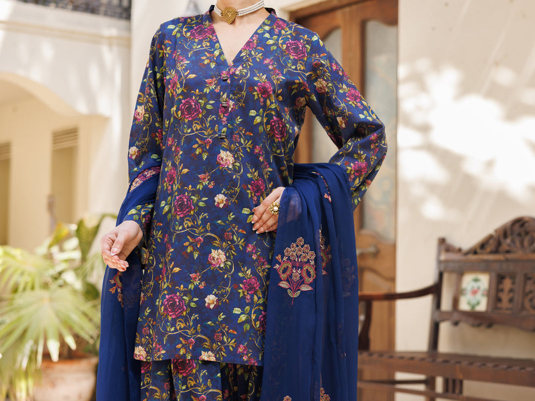 Lawn Blue Stitched Suit - Almirah