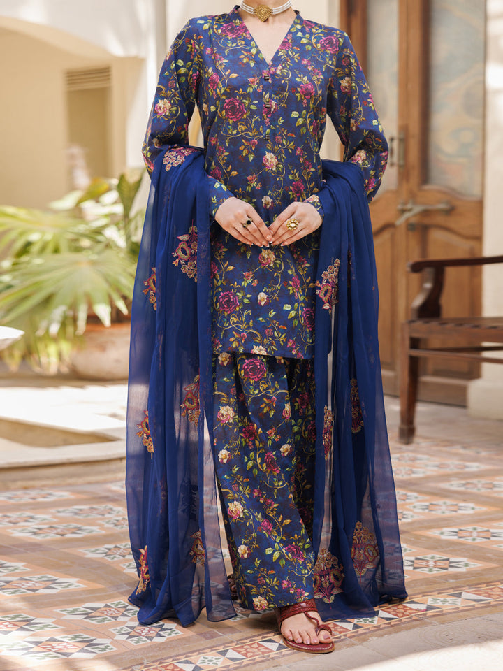 Lawn Blue Stitched Suit - Almirah