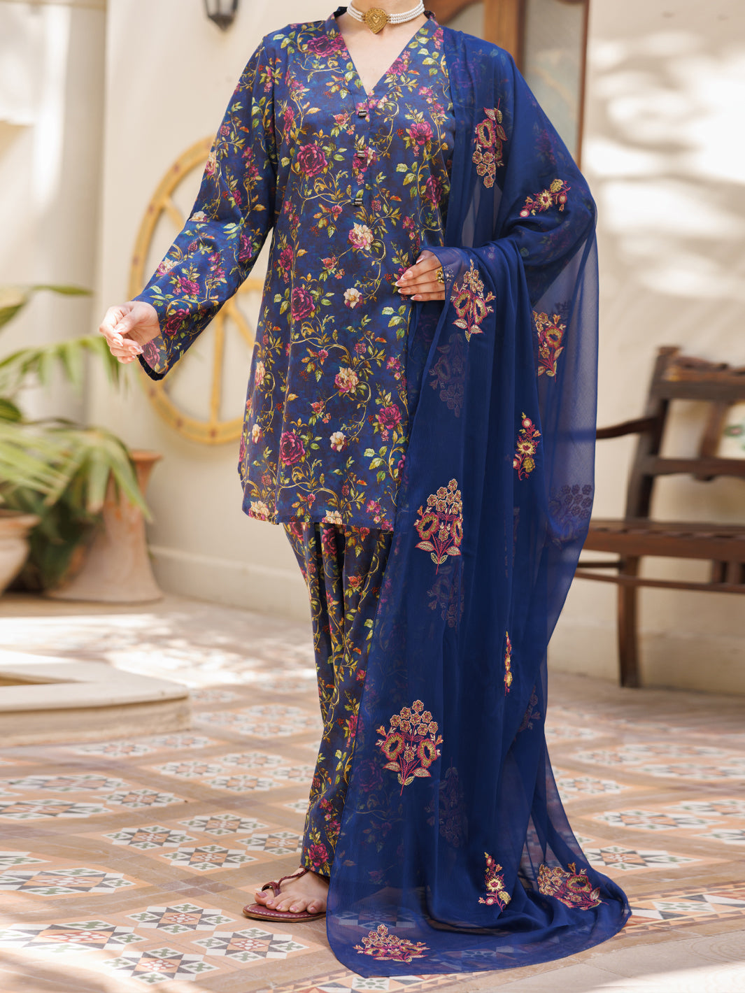 Lawn Blue Stitched Suit - Almirah