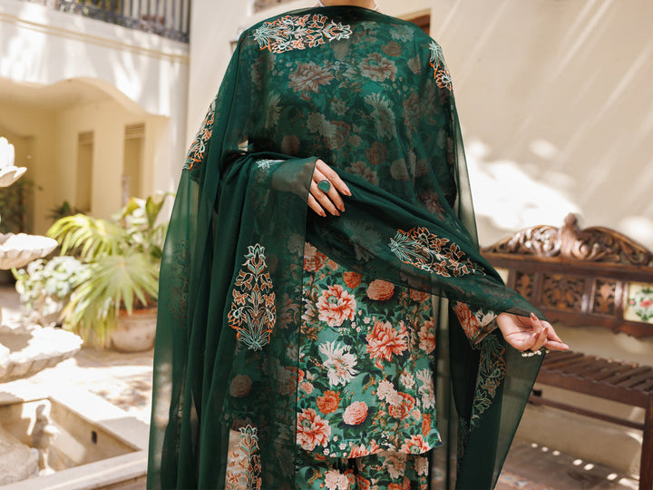 Lawn Green Stitched Suit - Almirah