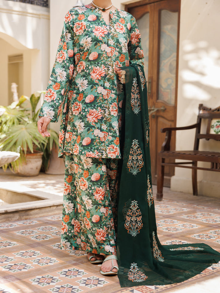 Lawn Green Stitched Suit - Almirah