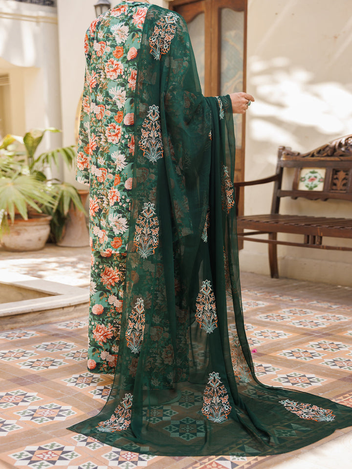 Lawn Green Stitched Suit - Almirah