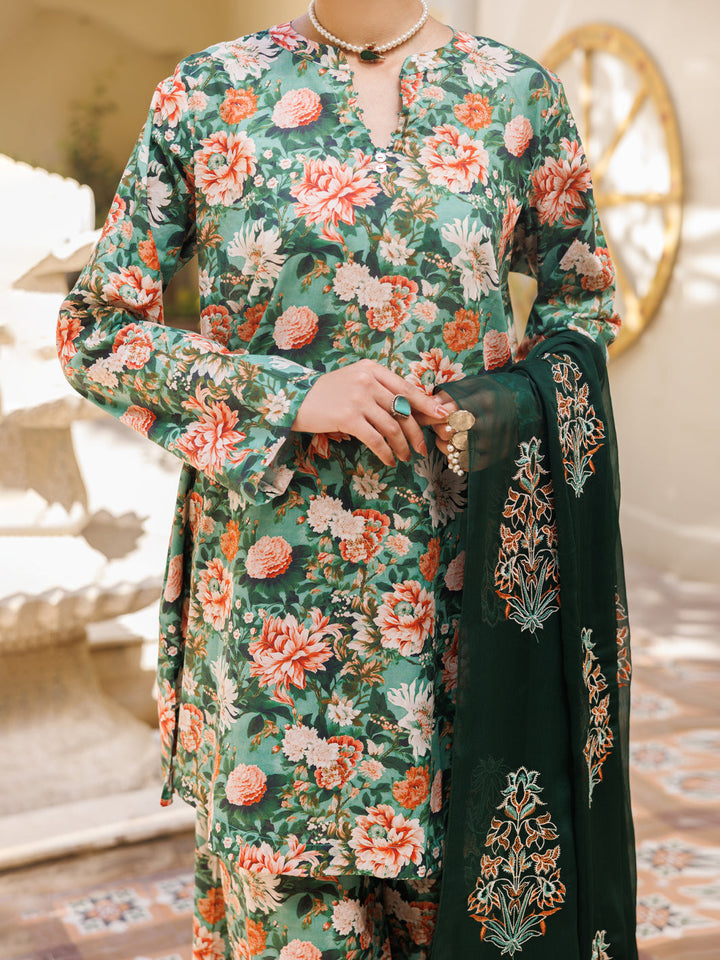Lawn Green Stitched Suit - Almirah