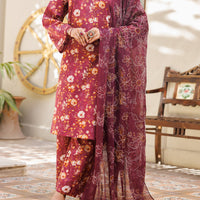 Lawn Maroon Stitched Suit - Almirah