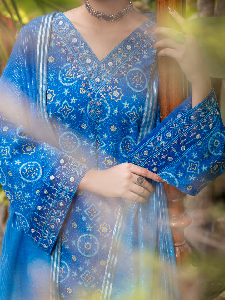 Lawn Blue Stitched Suit - Almirah