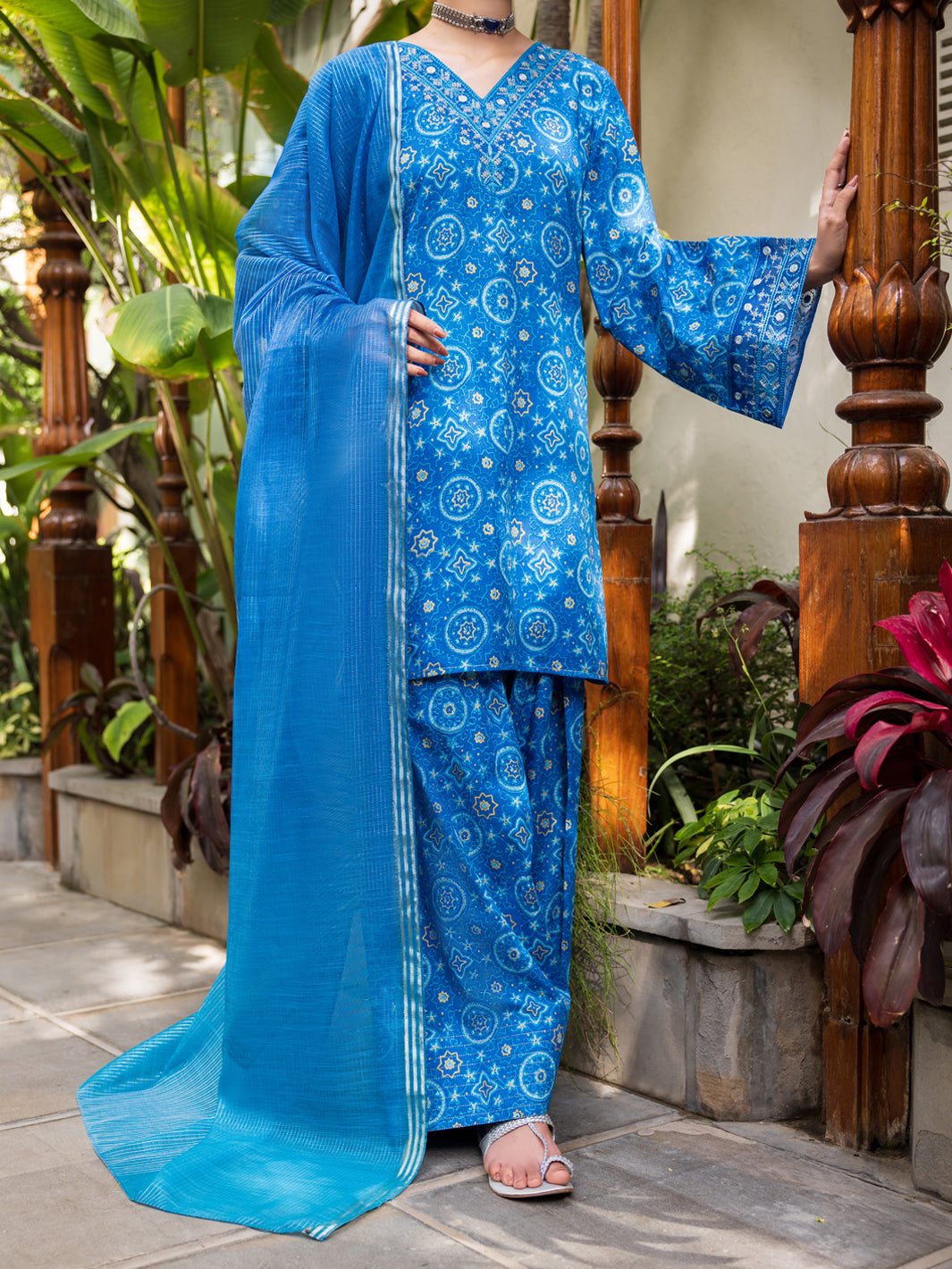 Lawn Blue Stitched Suit - Almirah