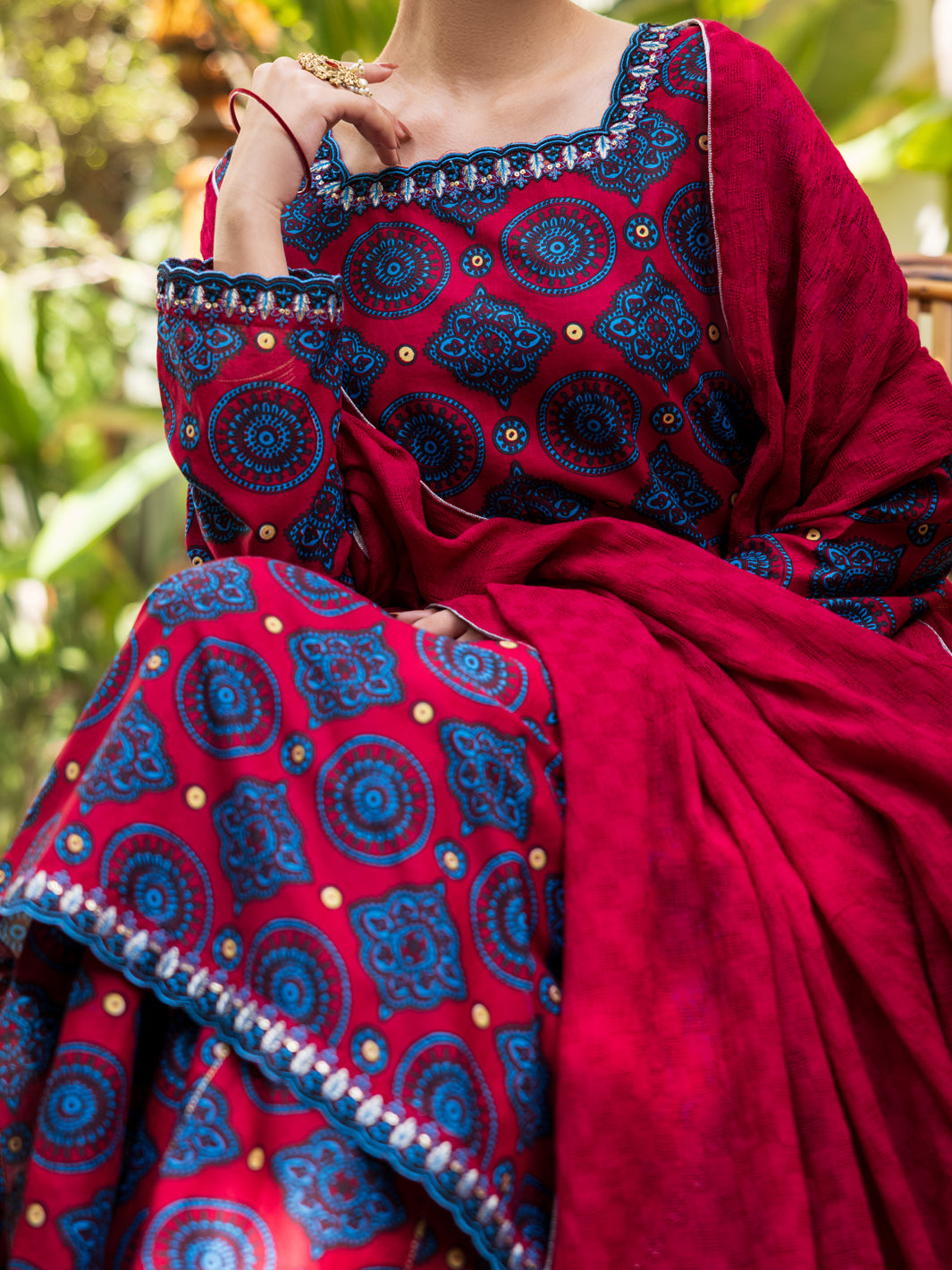 Cotton Maroon Stitched Suit - Almirah