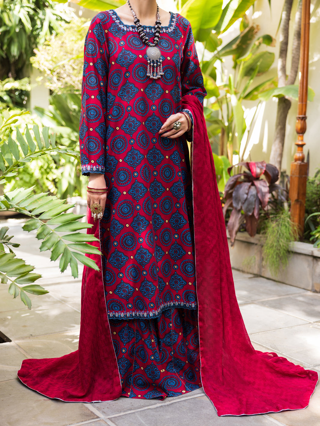 Cotton Maroon Stitched Suit - Almirah