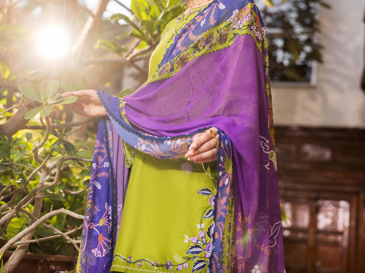 Cotton Parrot Green Stitched Suit - Almirah