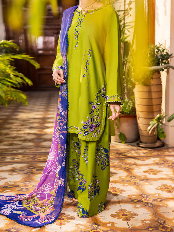 Cotton Parrot Green Stitched Suit - Almirah