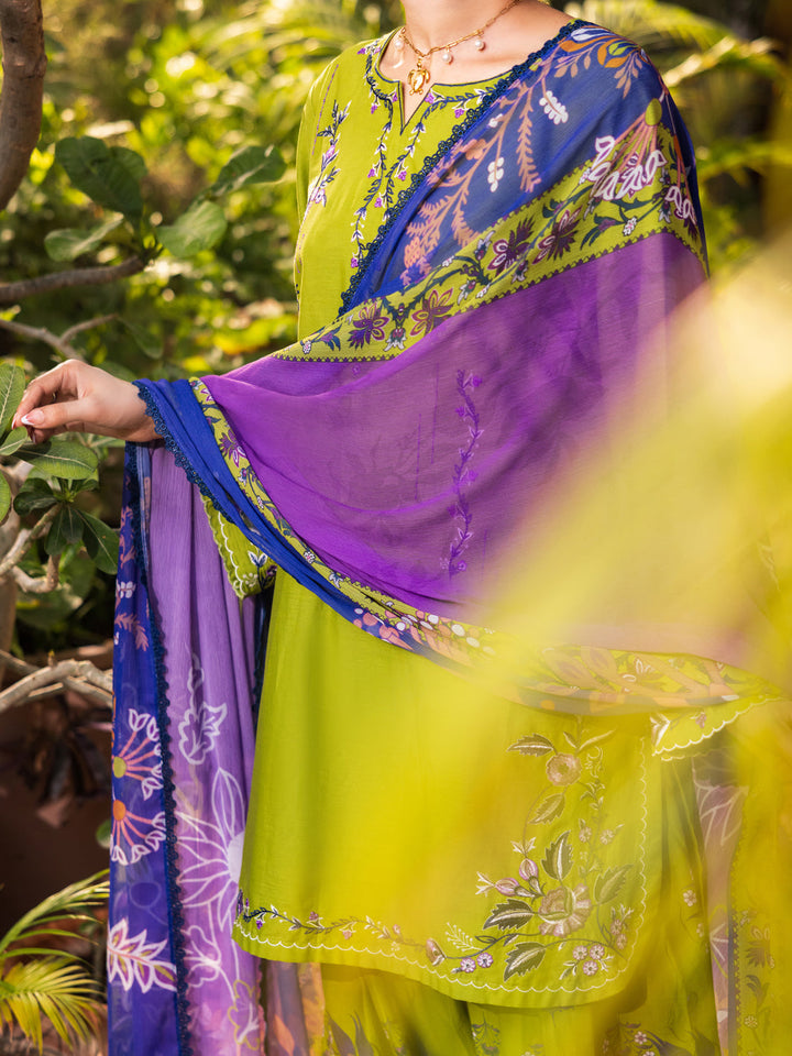 Cotton Parrot Green Stitched Suit - Almirah