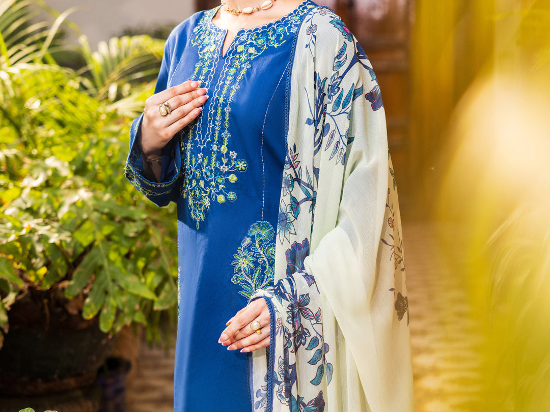 Cotton Blue Stitched Suit - Almirah